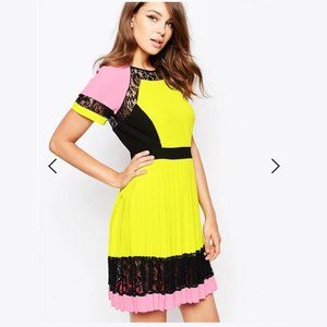 FRENCH CONNECTION | Pleated Lace A-Line Dress